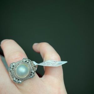 SARDA Bali sterling silver white Mabe pearl ring